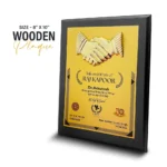 handshake wooden trophy