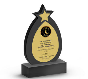 Black Star Trophy with Golden Plate – Customizable Award